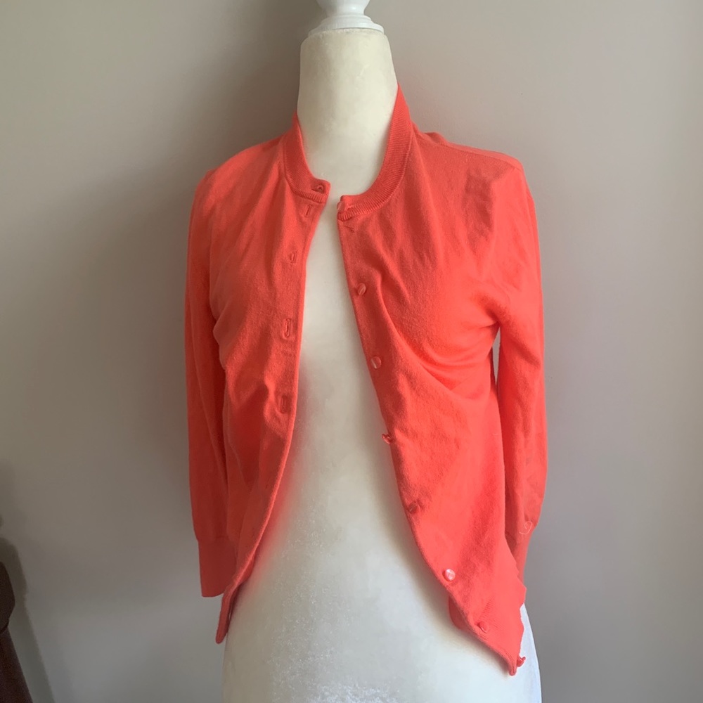 J. Crew Coral Cotton Jackie Cardigan Sweater